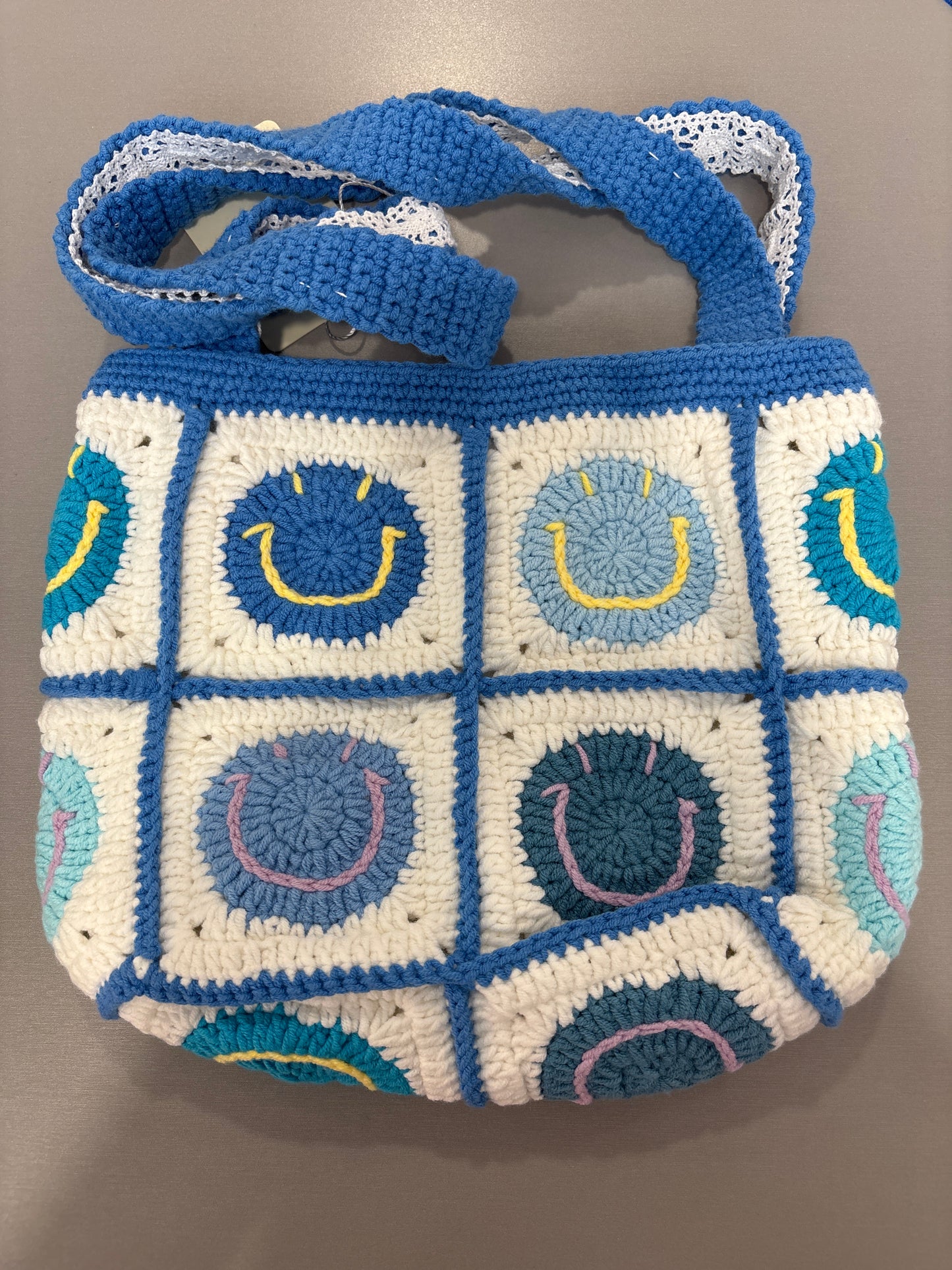 handmade crochet smile face bag