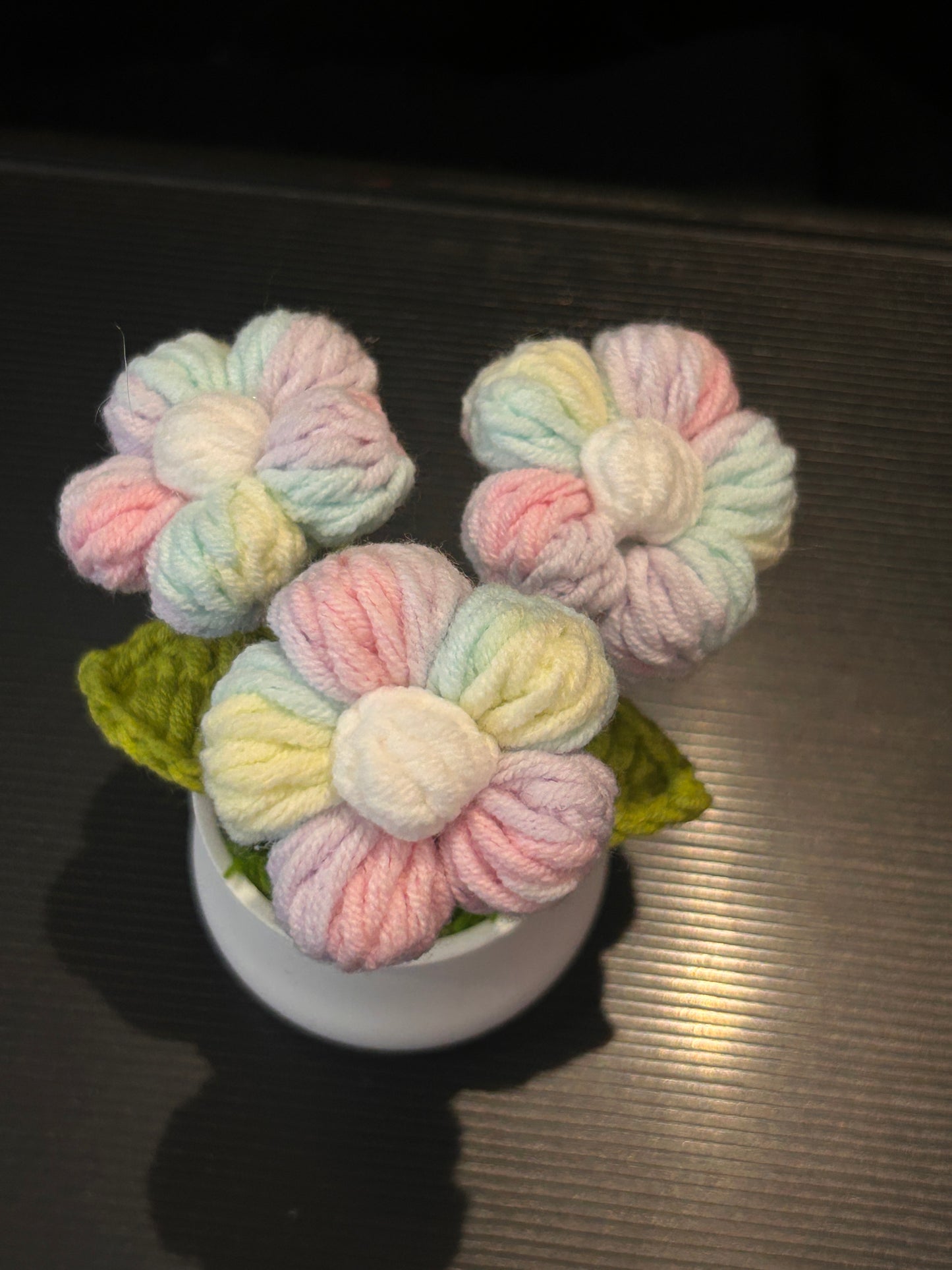 Puff Flower in White Pot
