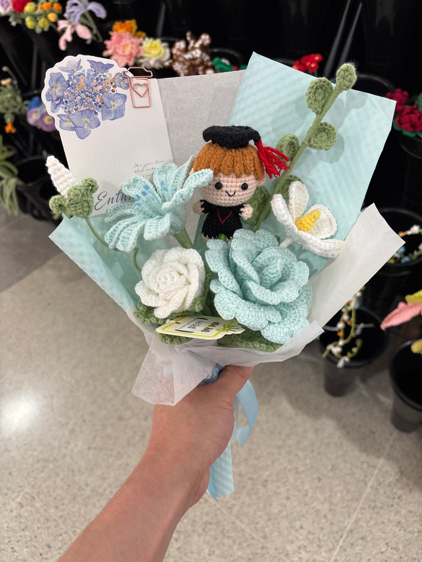 handmade crochet graduation bouquet