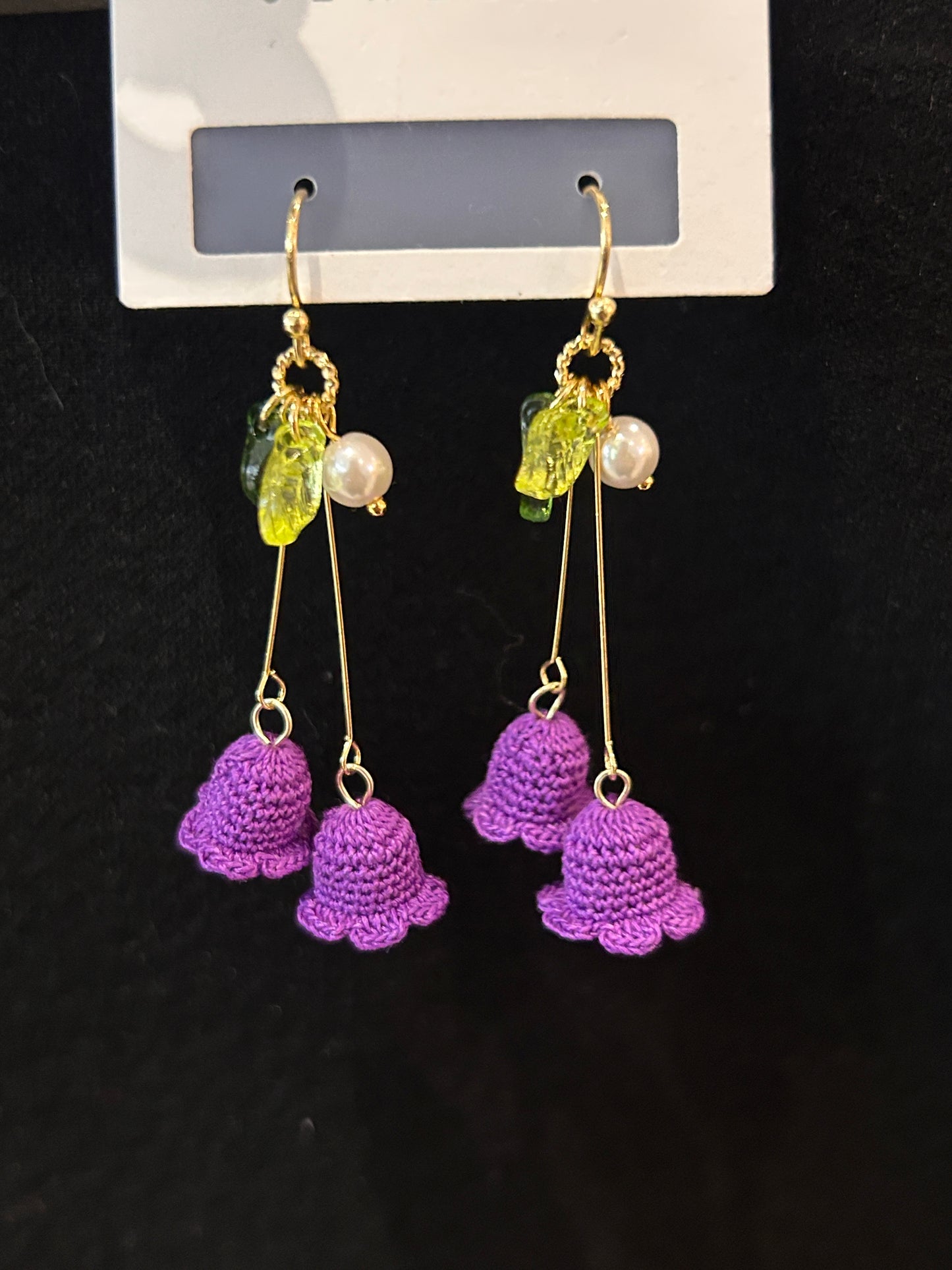 Handmade Micro Crochet Earrings —— Lily of the Valley (Long Drop)