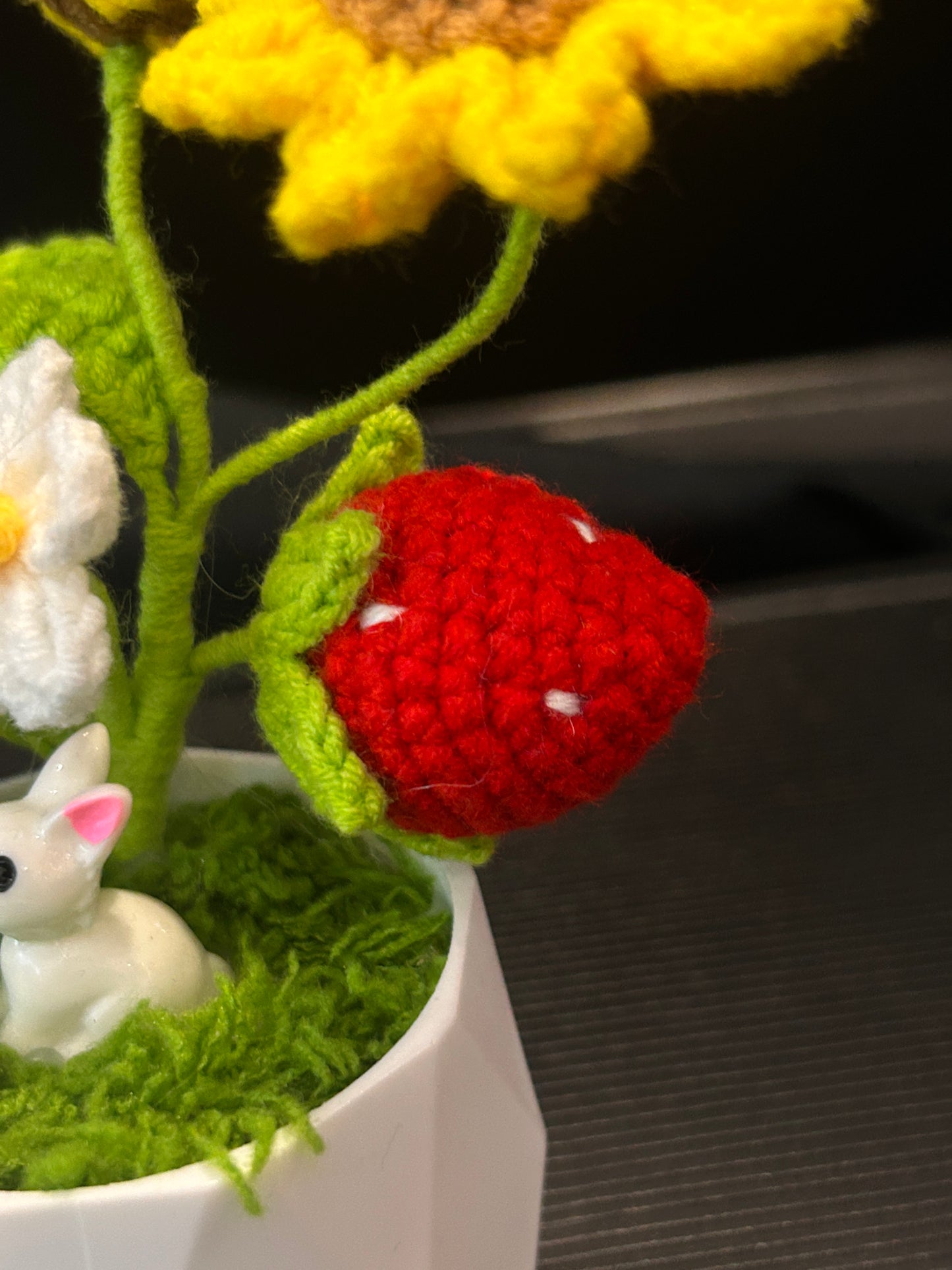 Bee & Sunflower in White Pot