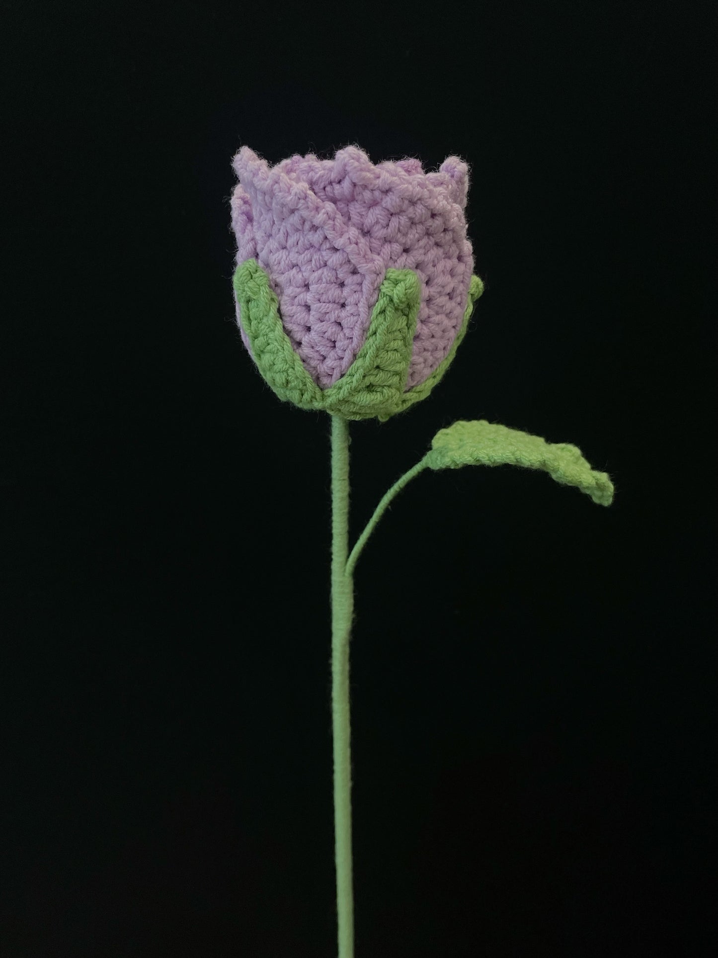 Handmade Crochet Long Stem Flower — Roselle Rose