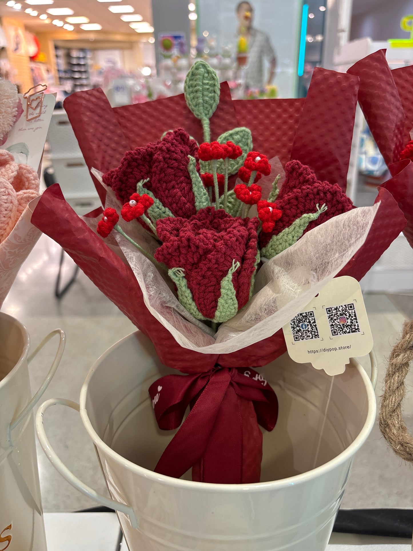 Crochet Red Rose Bouquet
