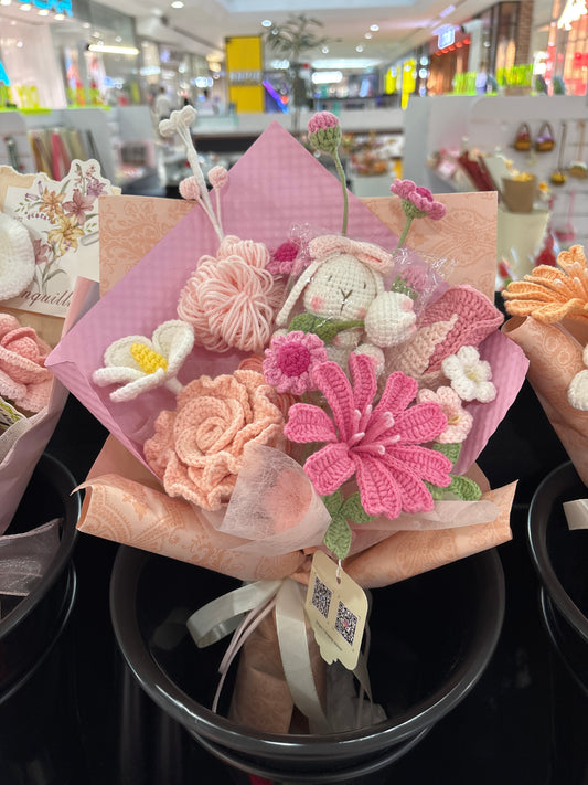 cute mixed crochet flower bouquet