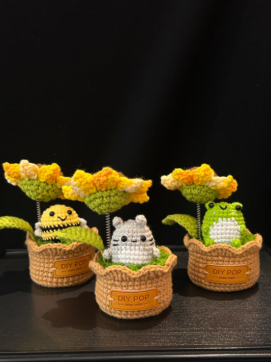 Handmade Crochet Flower Pot —— Sunflower & Animal