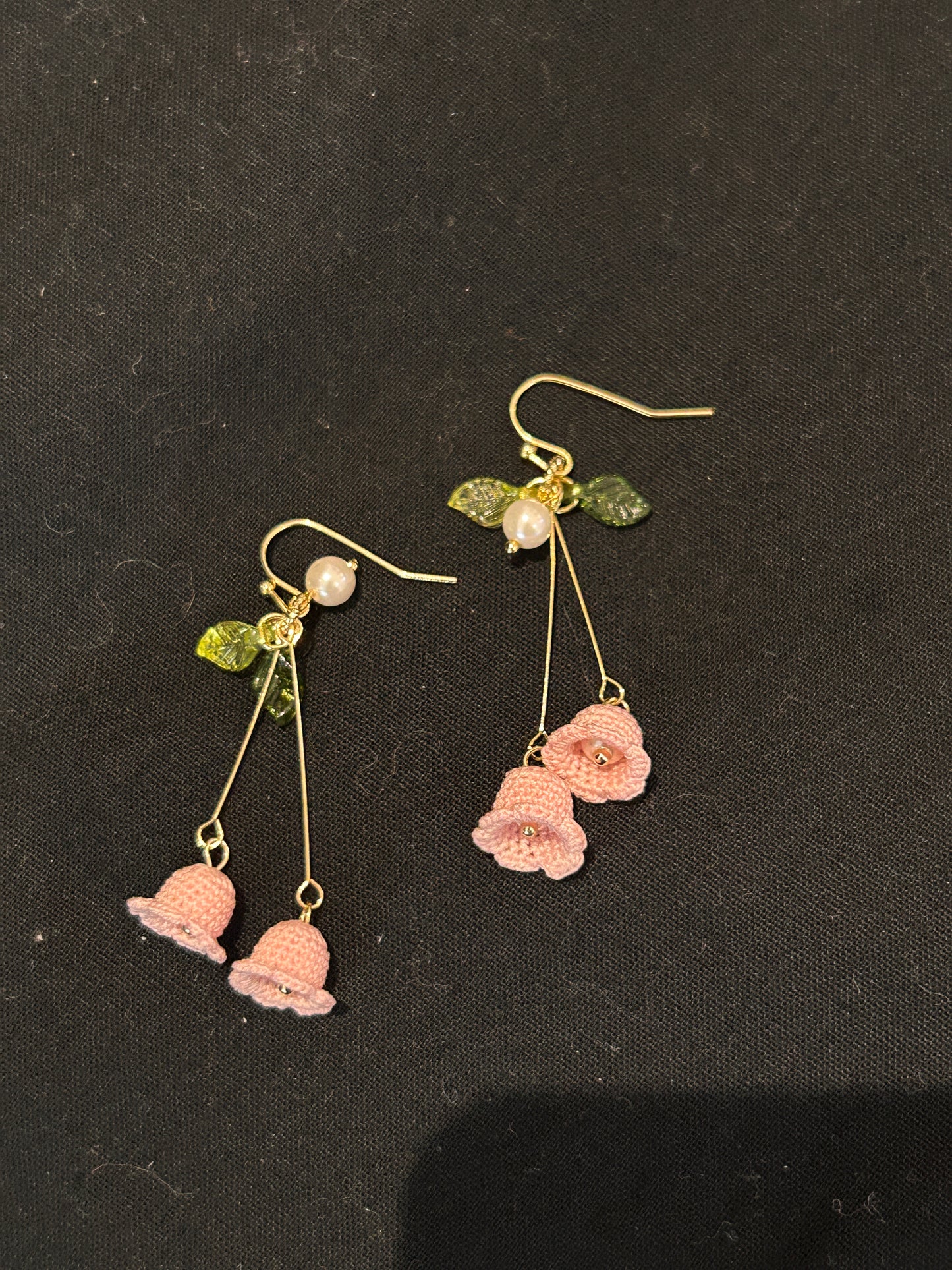 Handmade Micro Crochet Earrings —— Lily of the Valley (Long Drop)