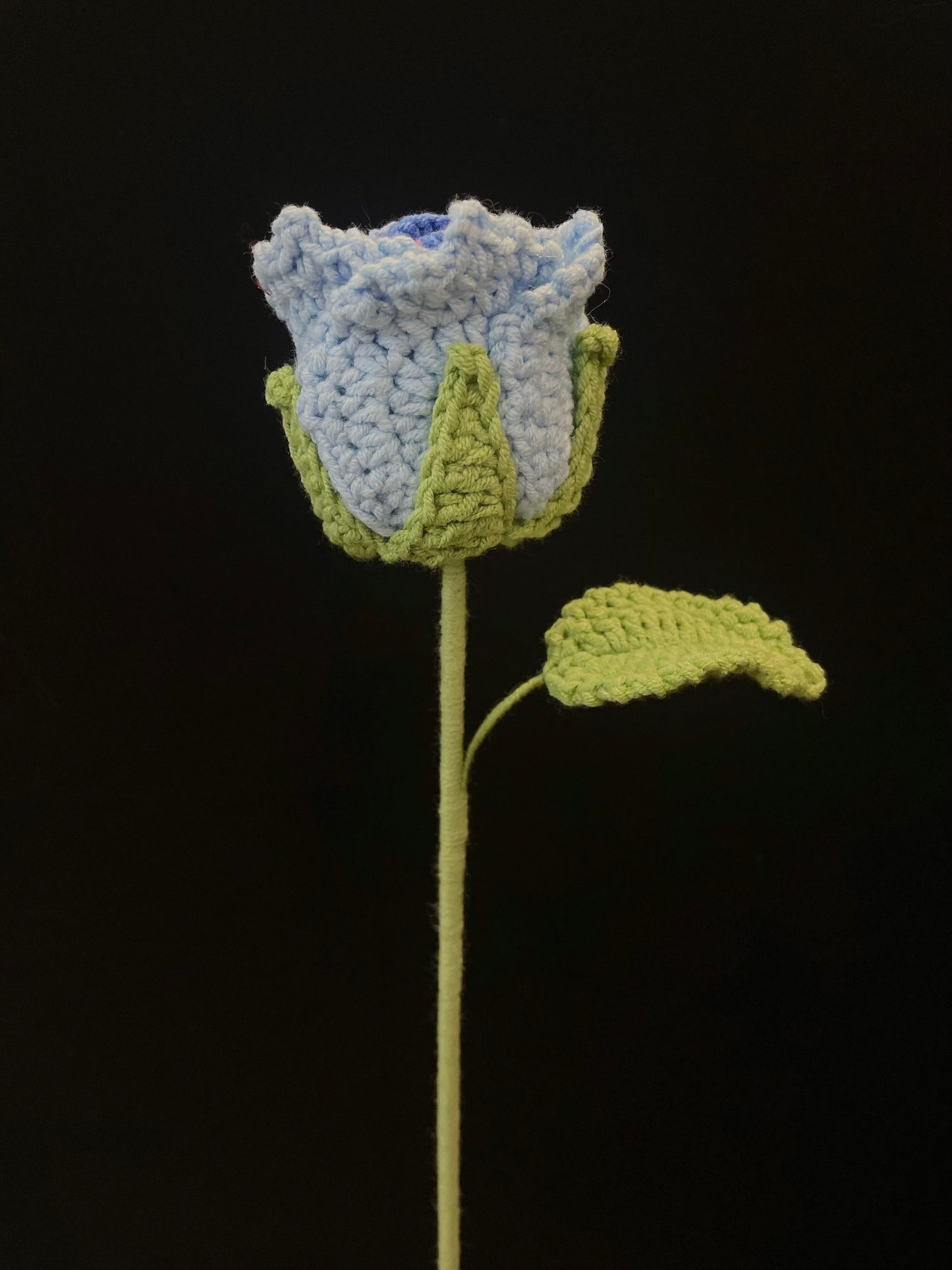 Handmade Crochet Long Stem Flower — Roselle Rose