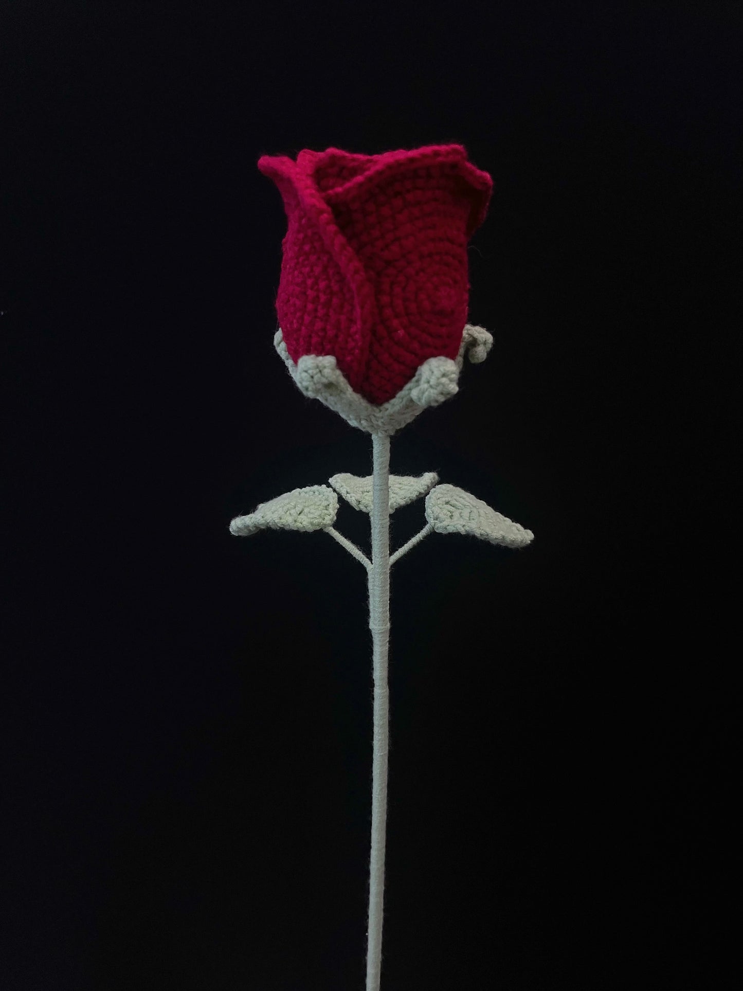 Handmade Crochet Long Stem Flower — Cup-Shaped Rose