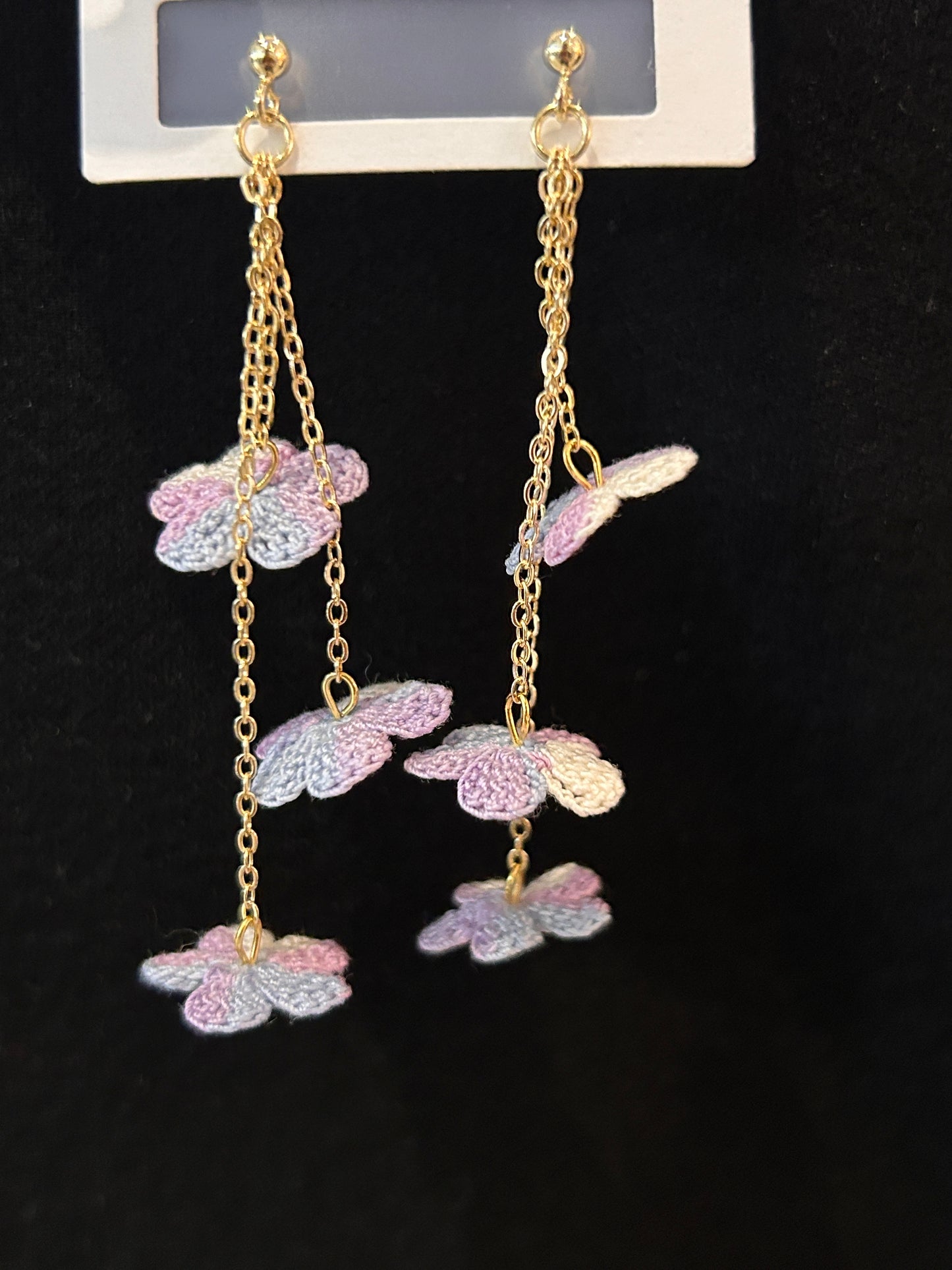 Five-Petal Flower Earrings (Chain)