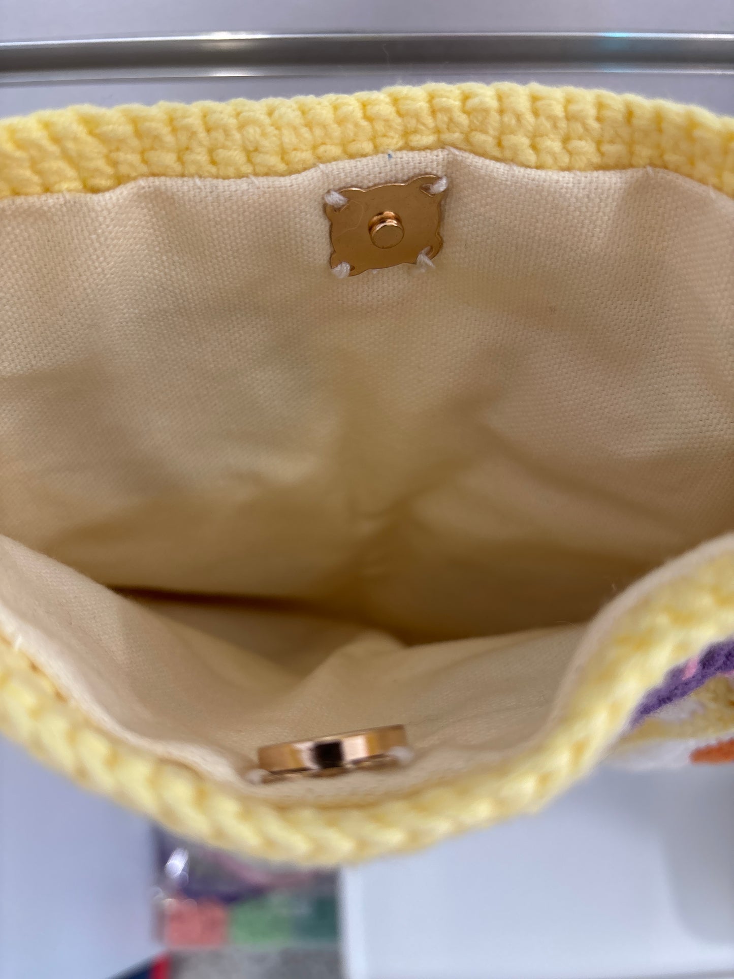 handmade crochet smile face bag