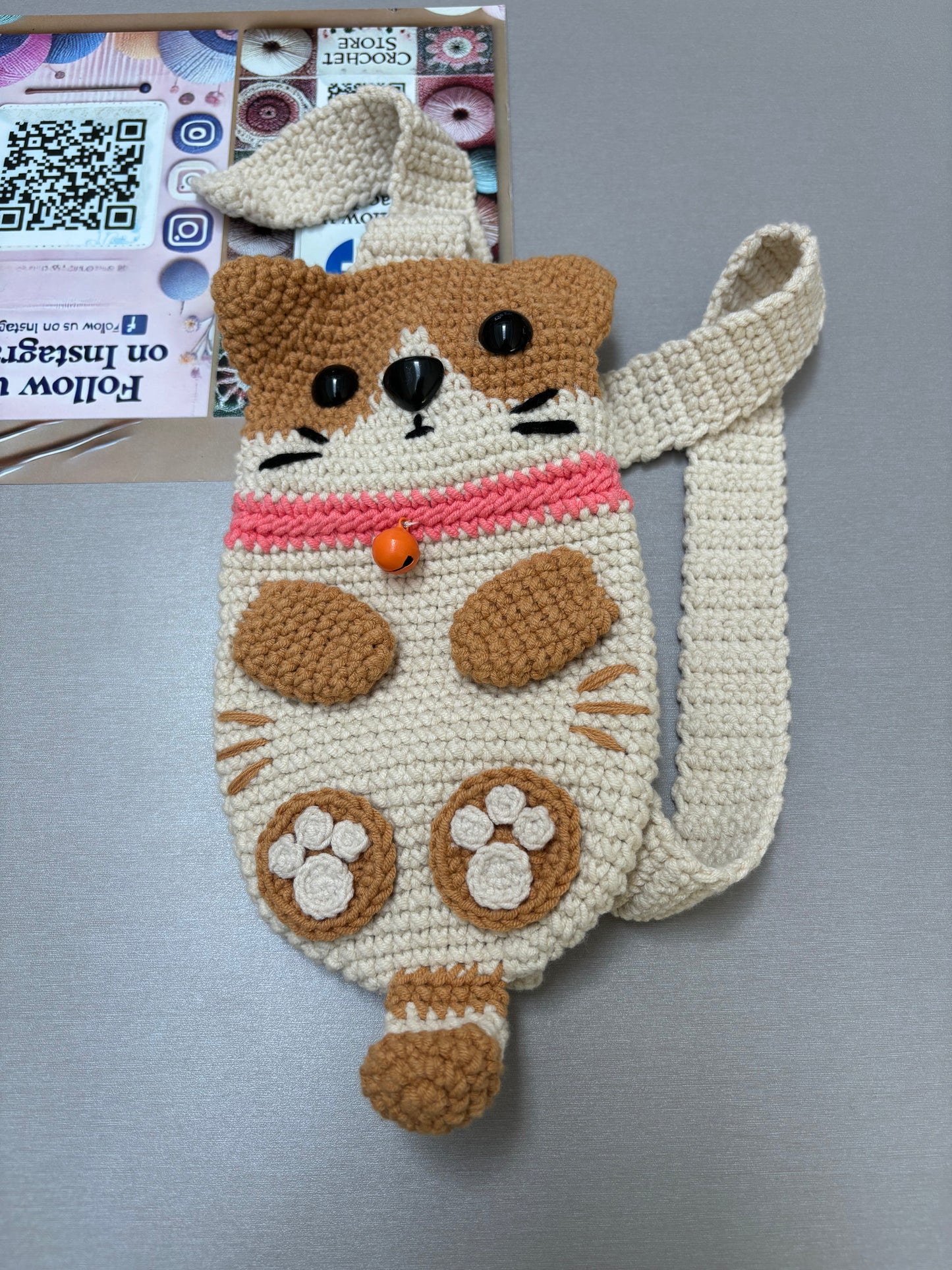 Cute Dog-Shaped Crochet Crossbody Bag