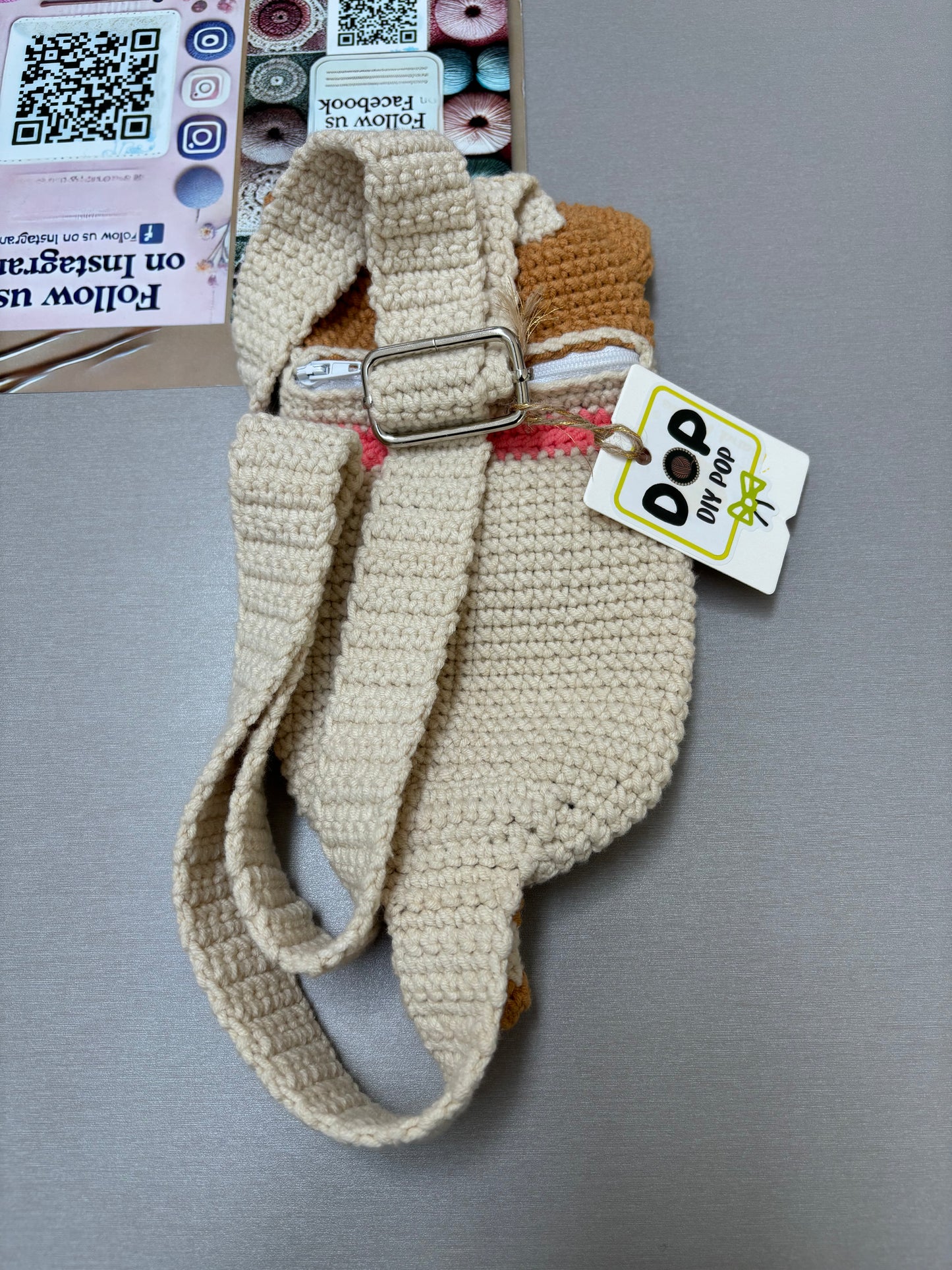 Cute Dog-Shaped Crochet Crossbody Bag