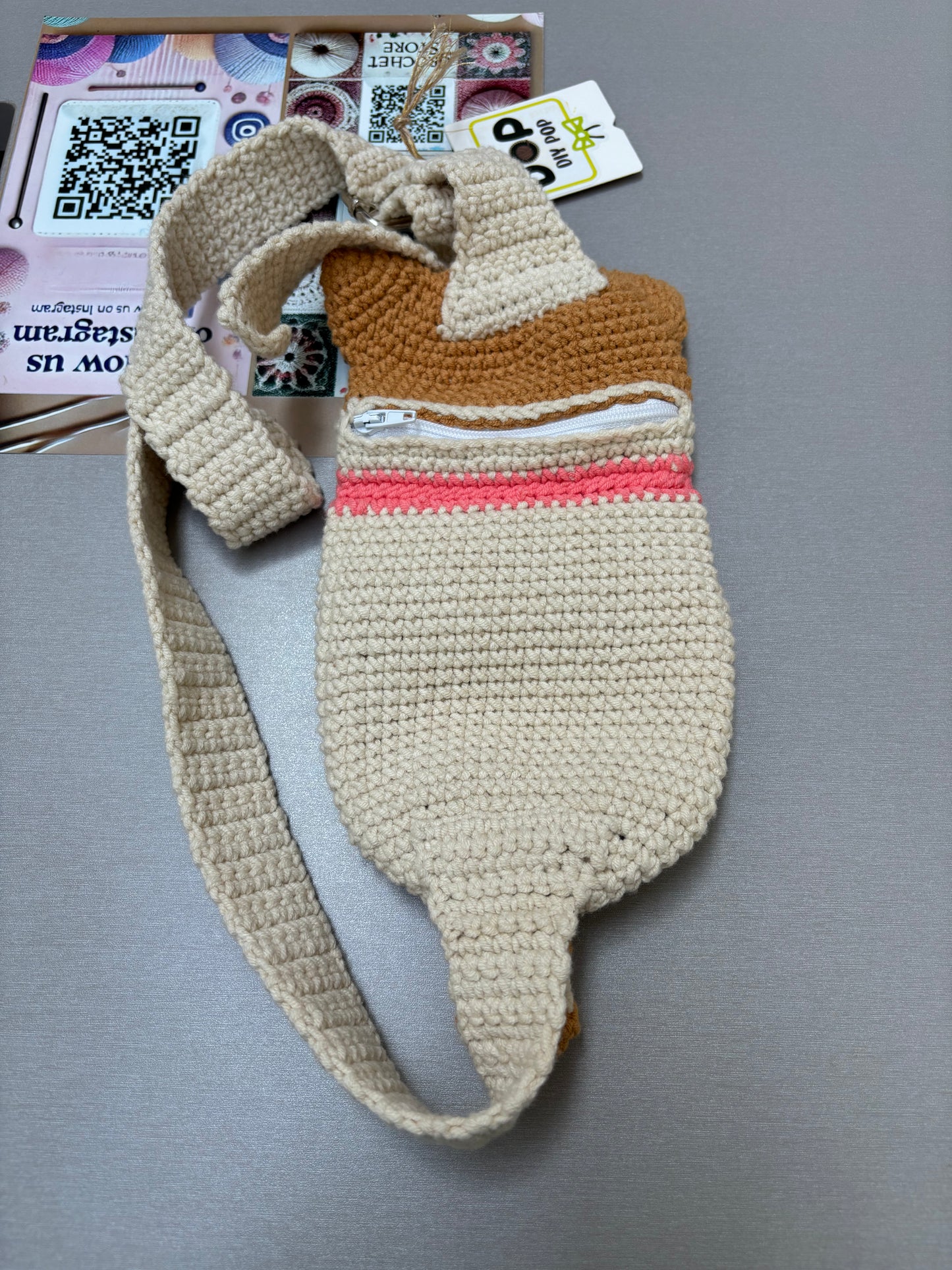 Cute Dog-Shaped Crochet Crossbody Bag