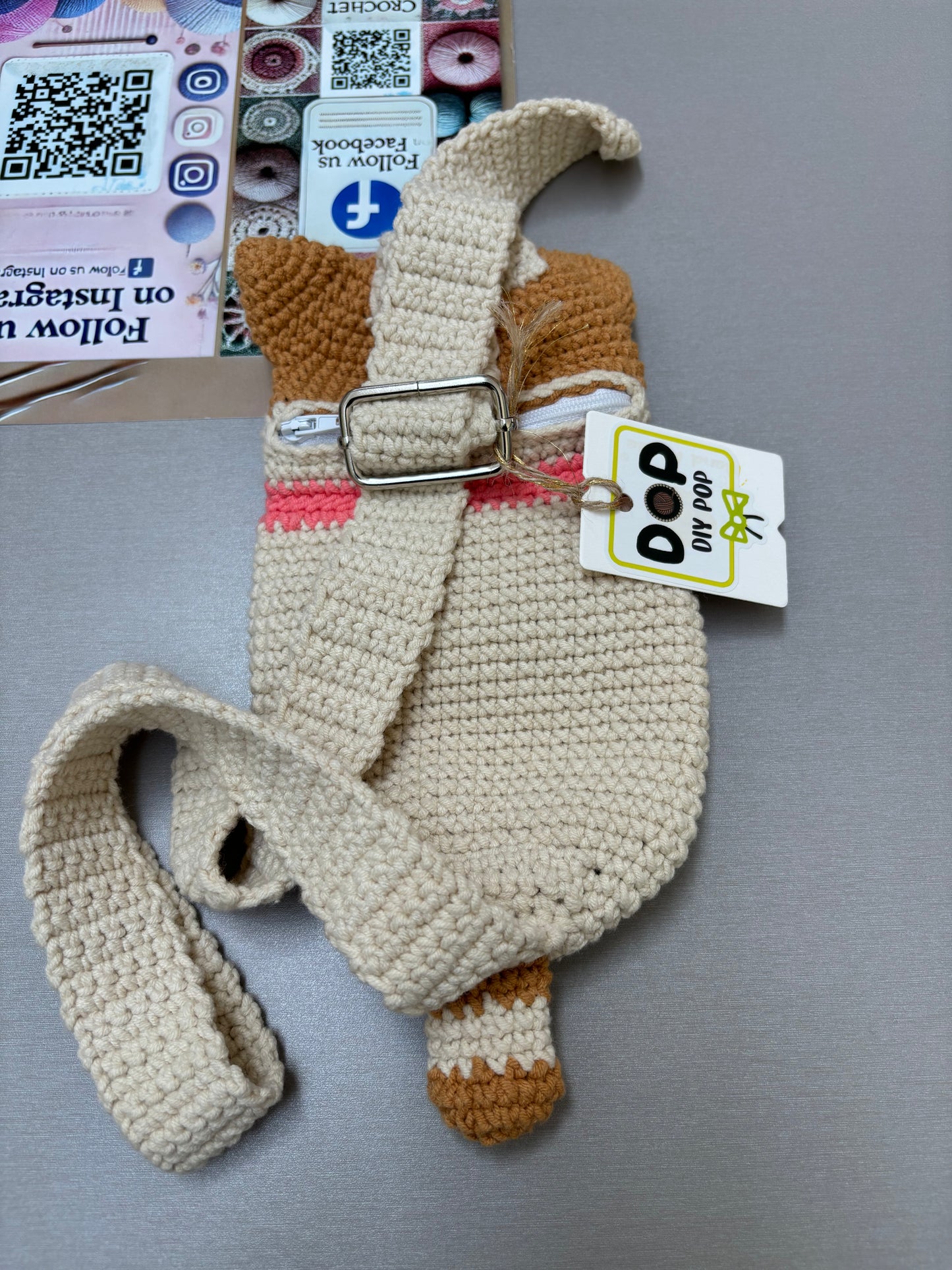 Cute Dog-Shaped Crochet Crossbody Bag