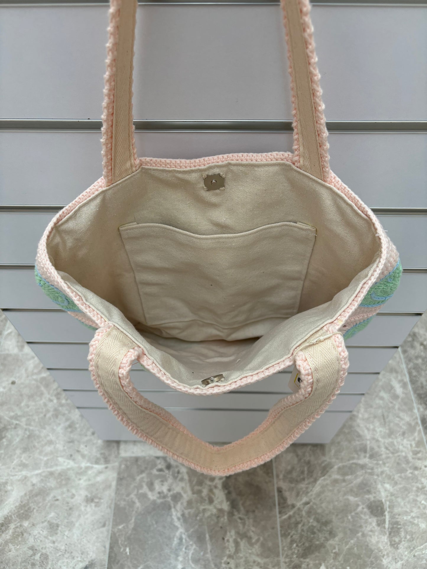 Hand-Crocheted Spiral Pattern Tote Bag
