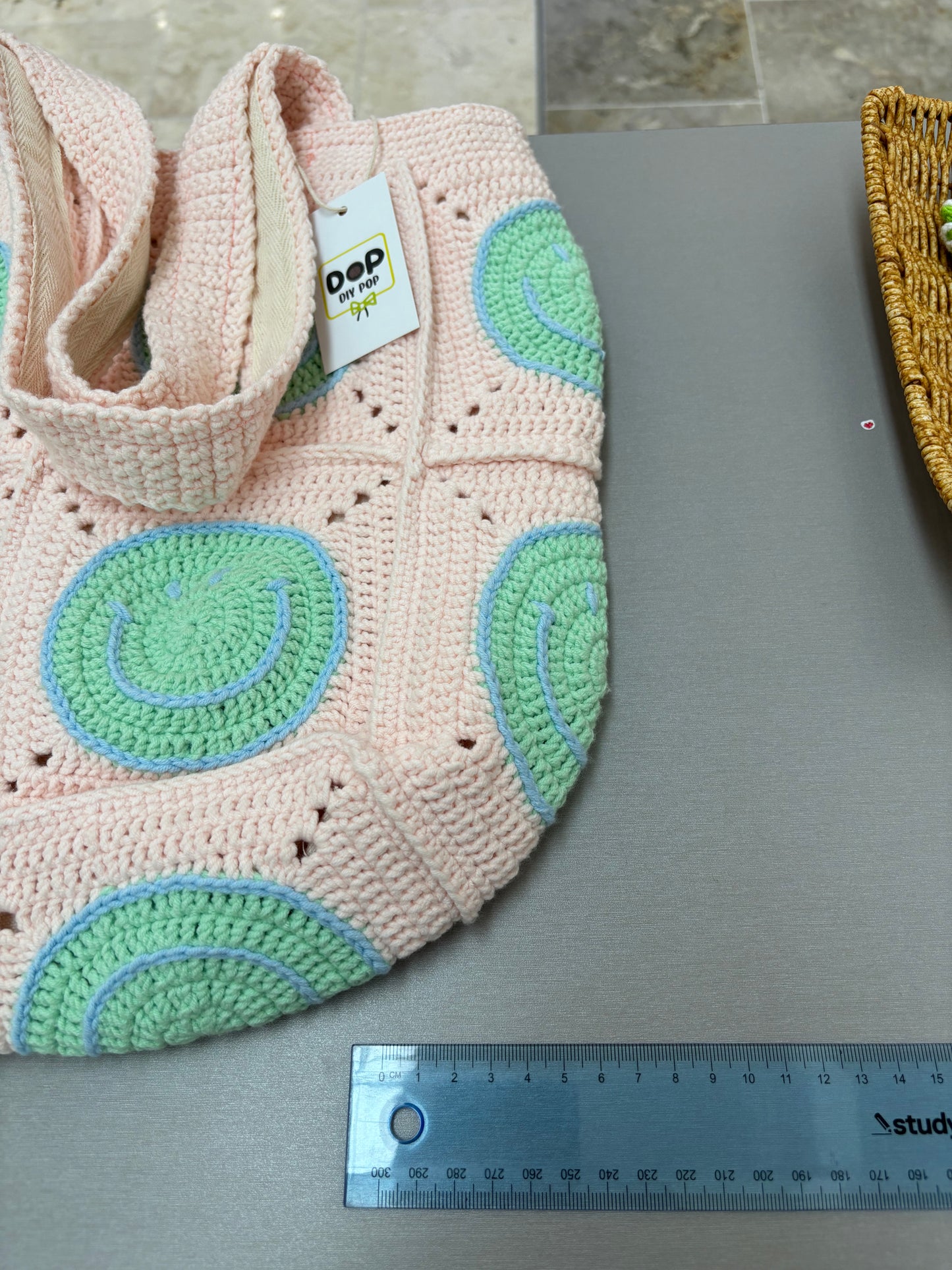 Hand-Crocheted Spiral Pattern Tote Bag