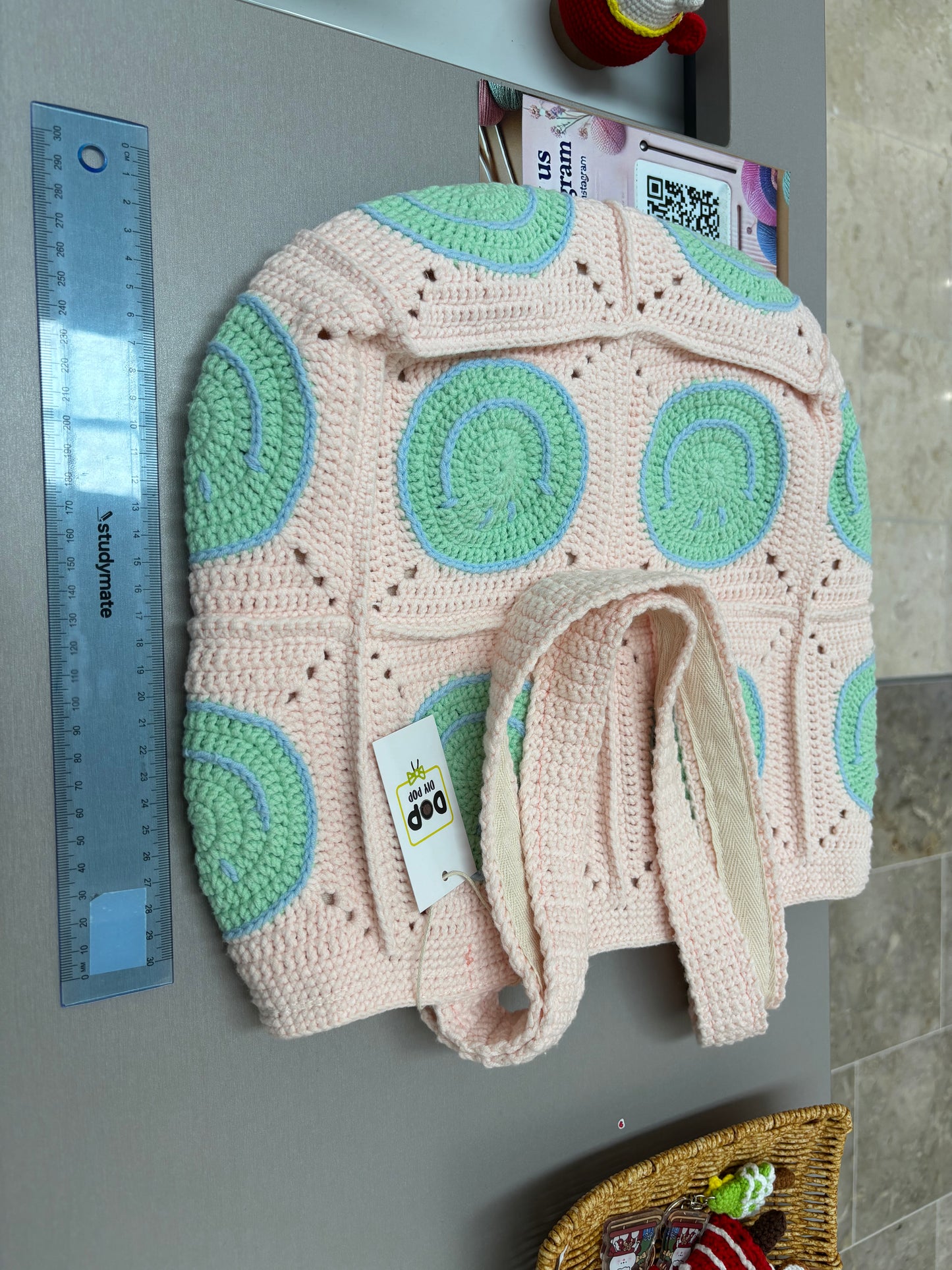 Hand-Crocheted Spiral Pattern Tote Bag