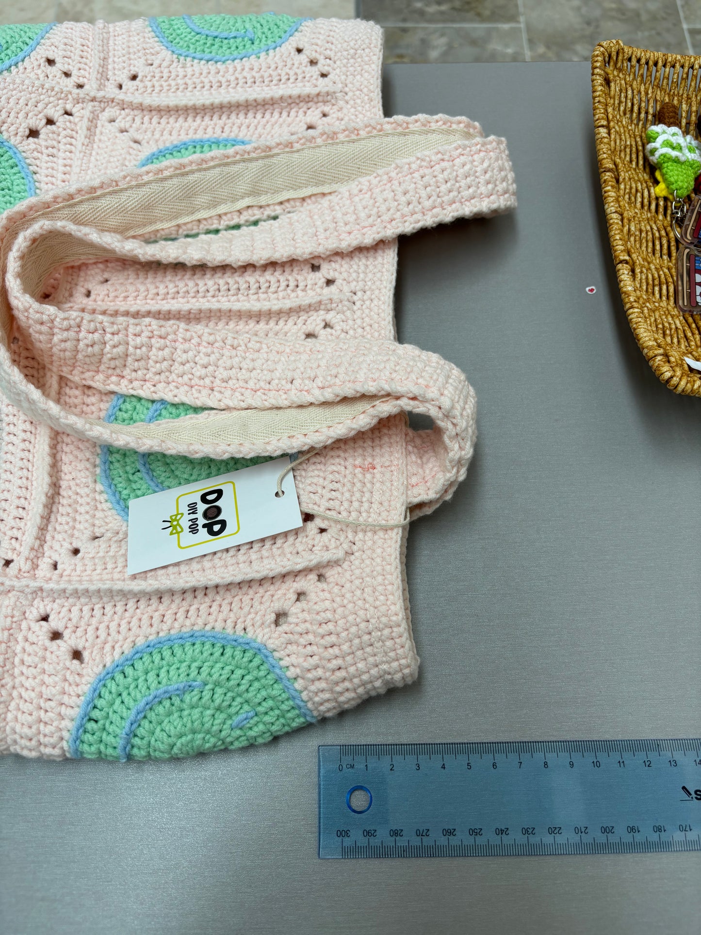 Hand-Crocheted Spiral Pattern Tote Bag
