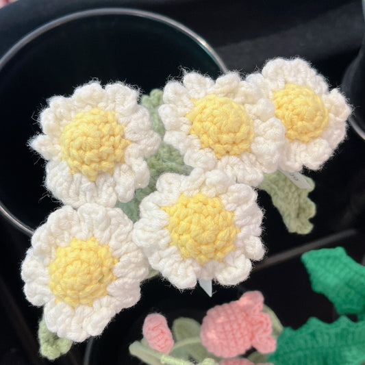 Handmade Crochet White Daisy