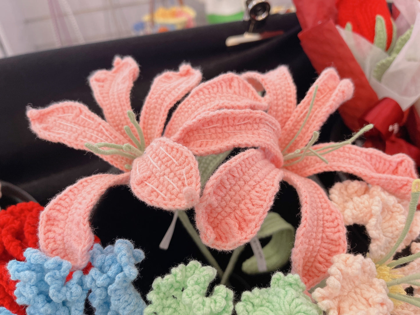Handmade Crochet Pink Lily