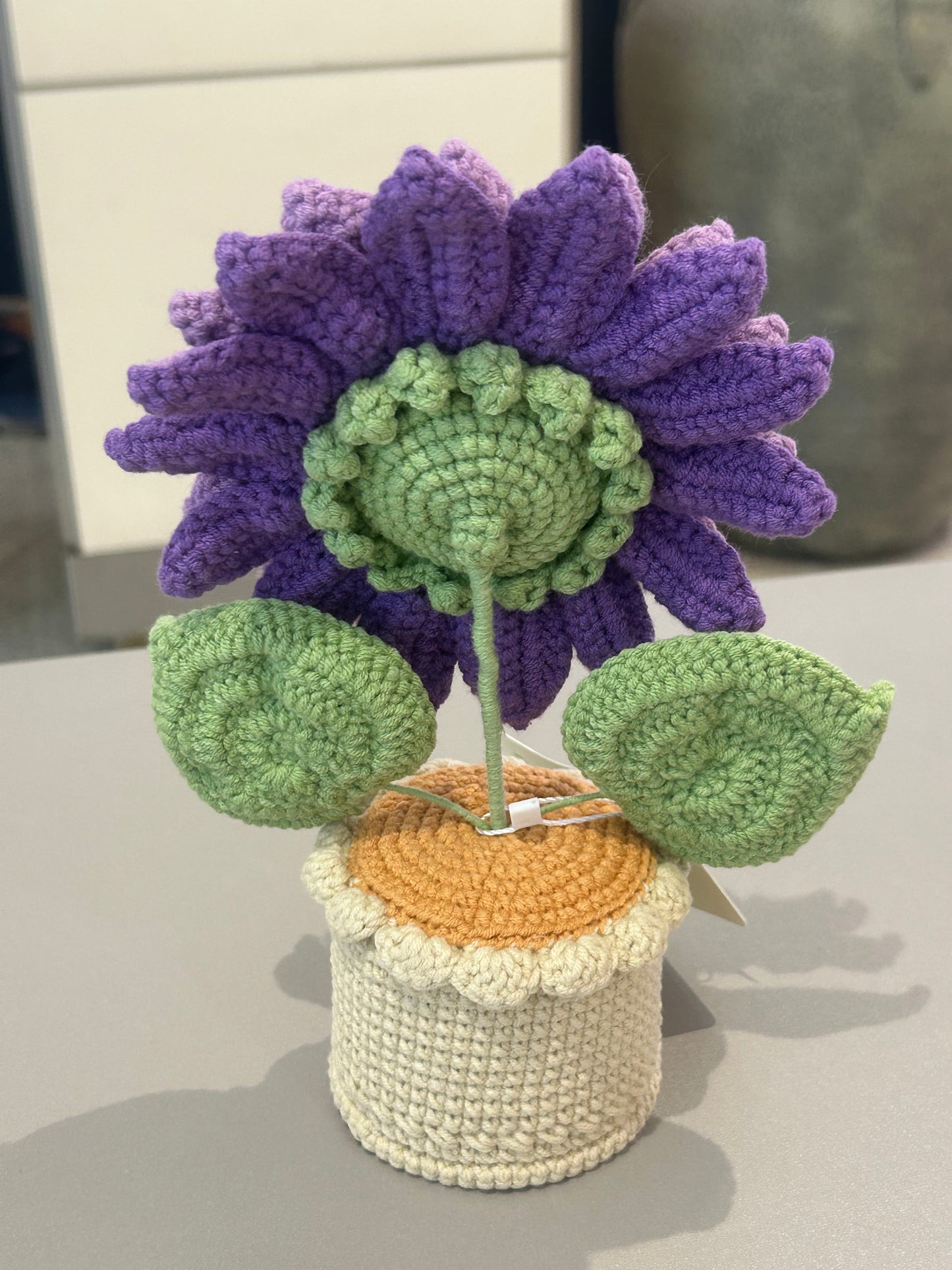 Handmade crochet double-layer sunflower pot