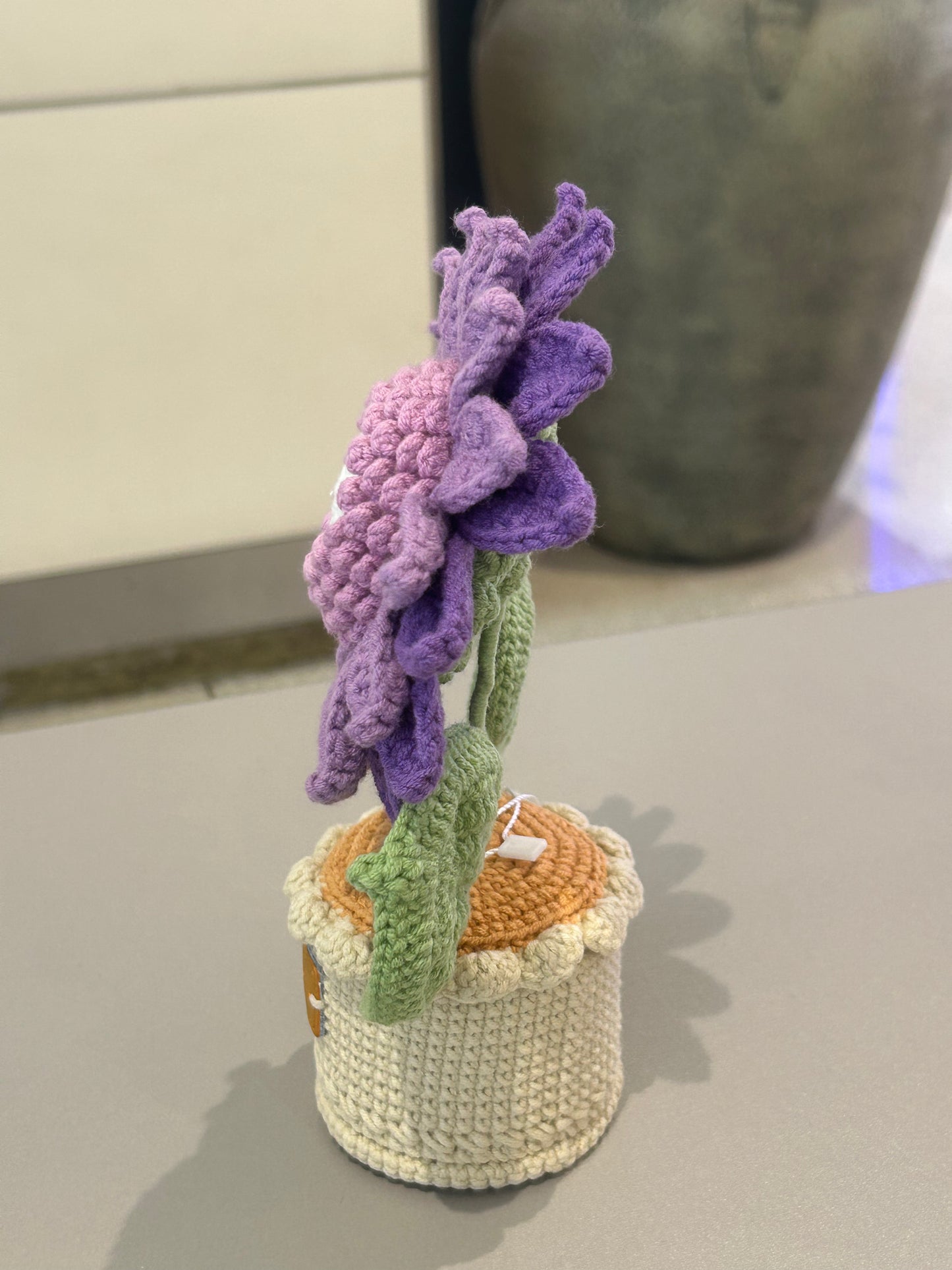 Handmade crochet double-layer sunflower pot
