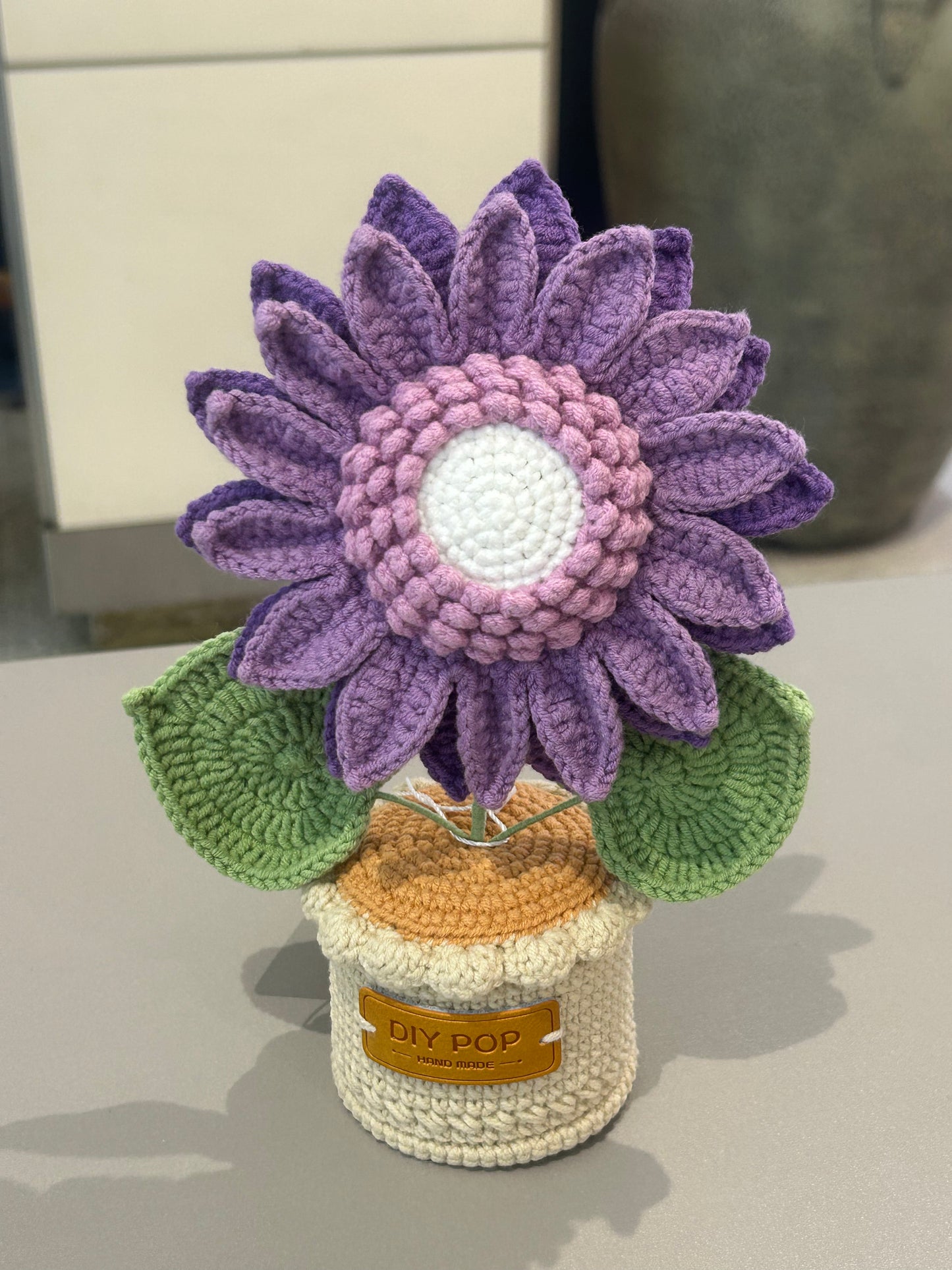 Handmade crochet double-layer sunflower pot