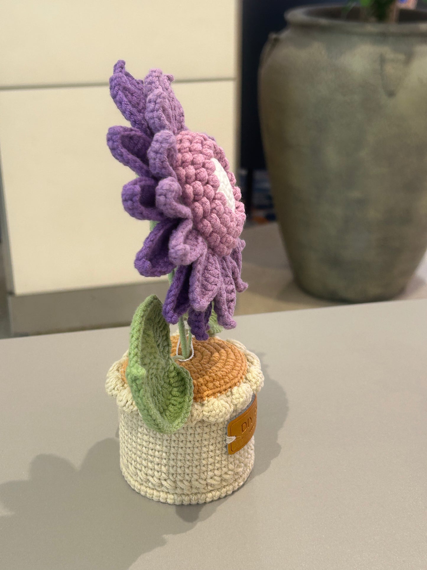 Handmade crochet double-layer sunflower pot