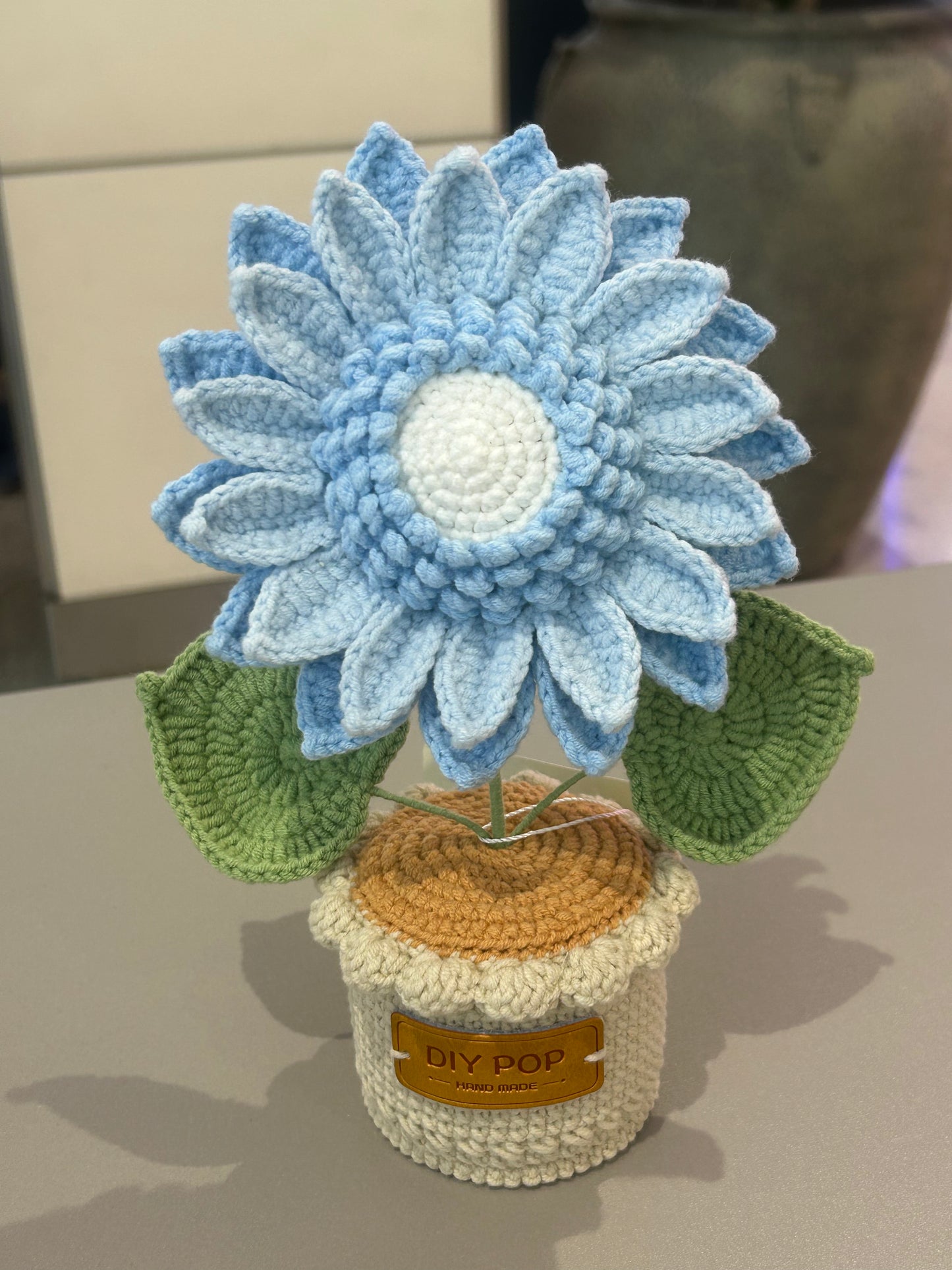 Handmade crochet double-layer sunflower pot