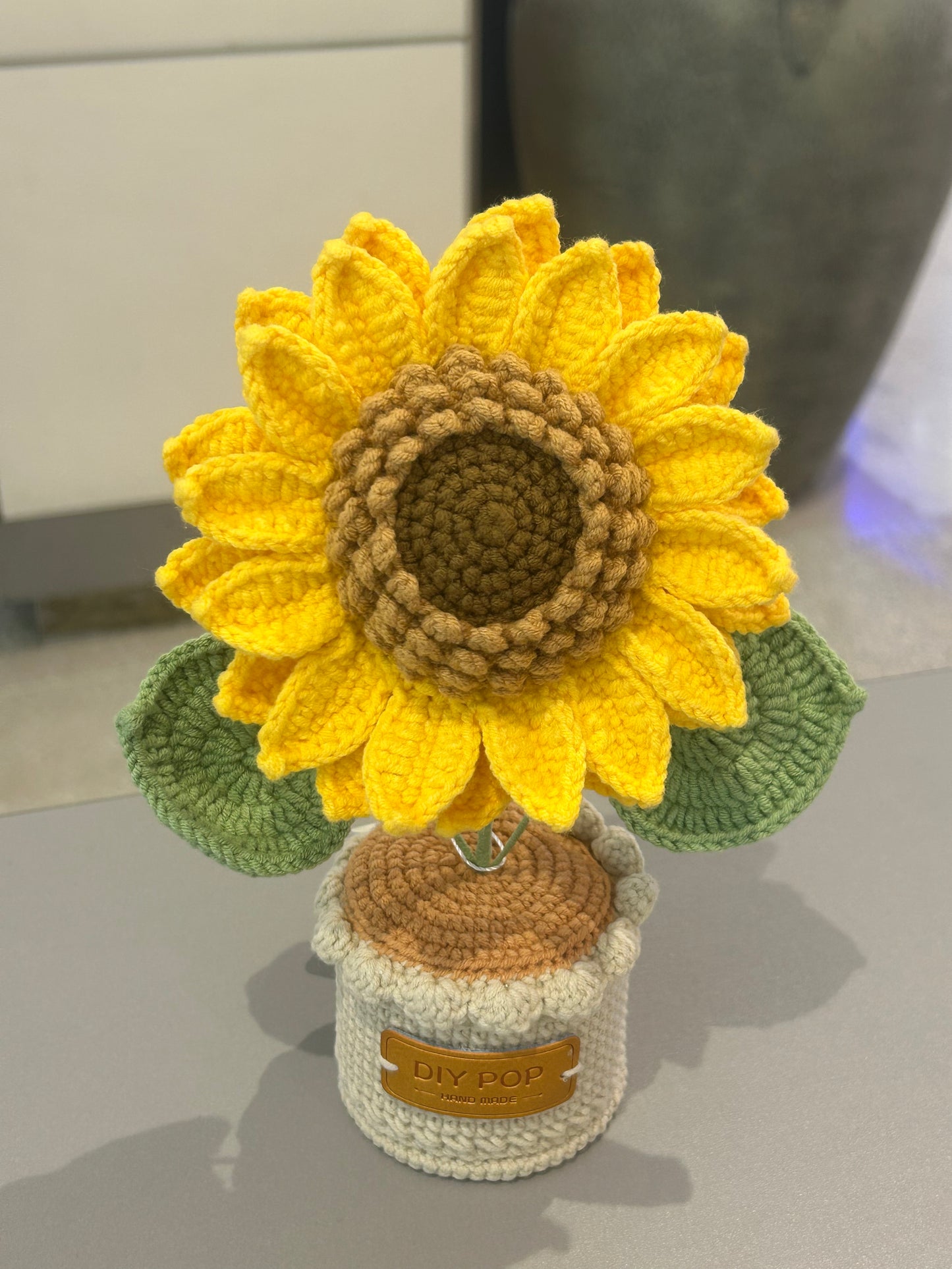 Handmade crochet double-layer sunflower pot