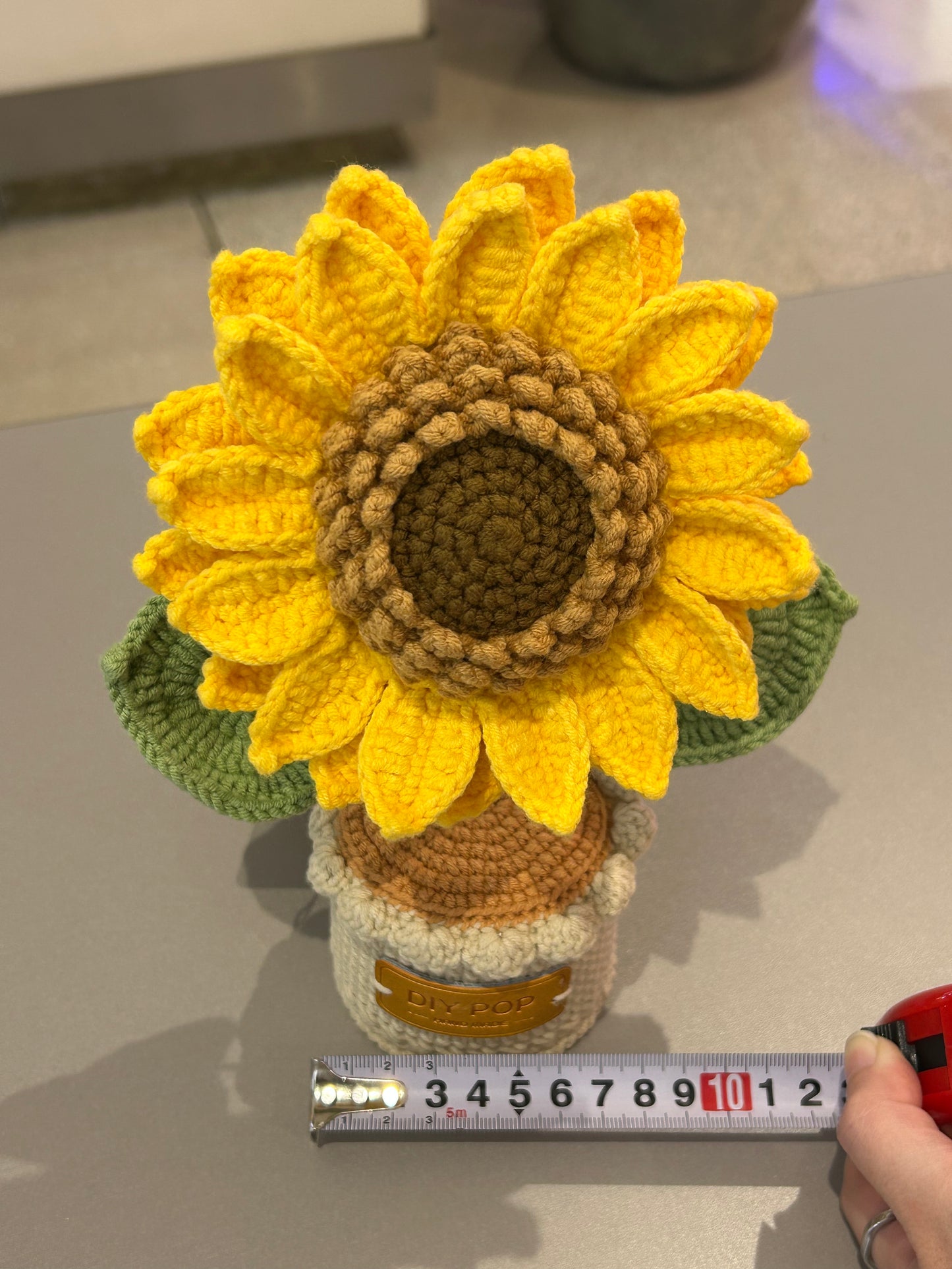 Handmade crochet double-layer sunflower pot