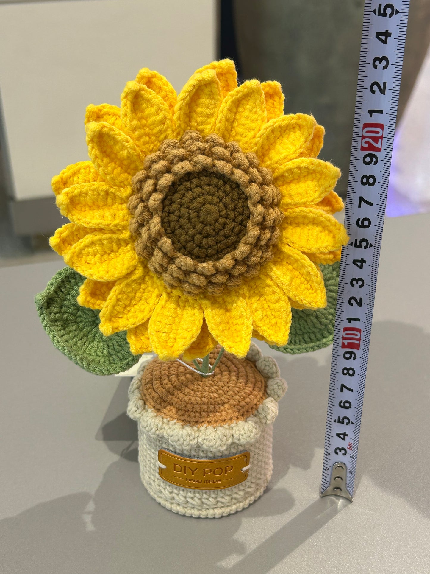 Handmade crochet double-layer sunflower pot