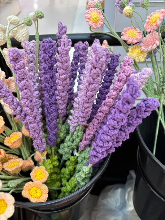 Handmade Crochet Lavender Stems - Purple Decorative Flowers