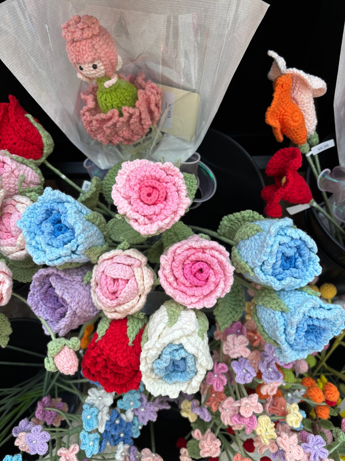 Handmade Crochet Colorful Roses