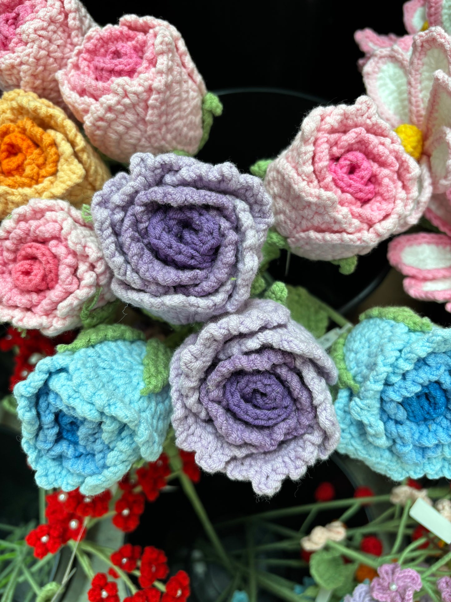 Handmade Crochet Colorful Roses