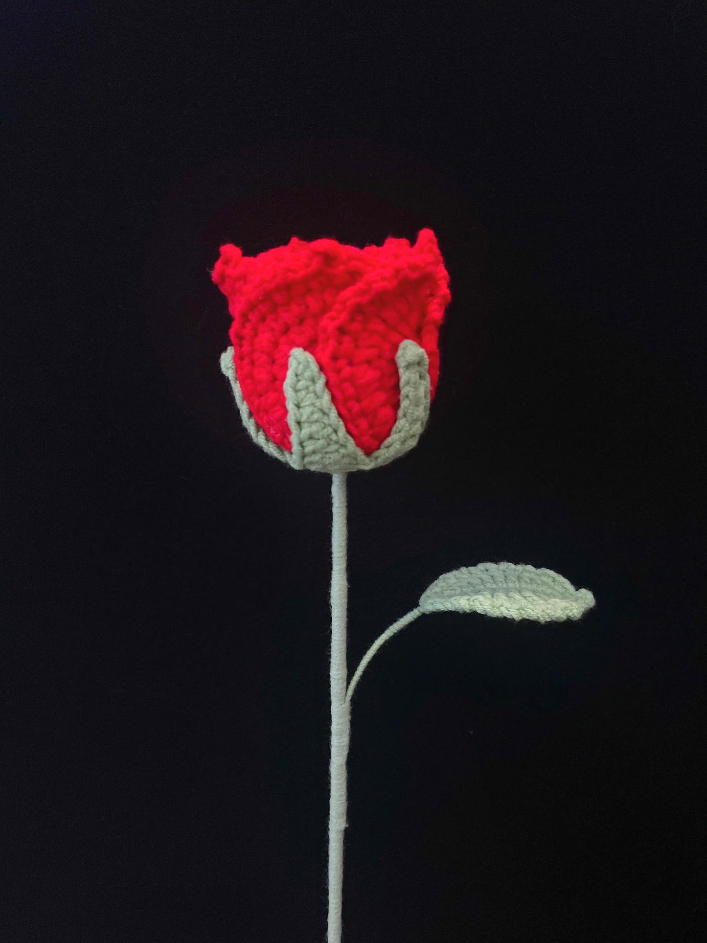 Handmade Crochet Long Stem Flower — Roselle Rose