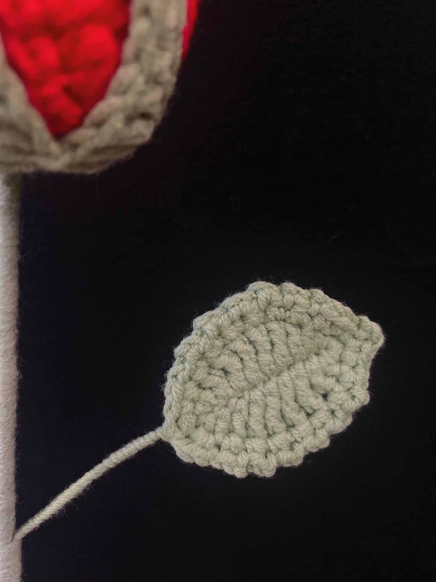 Handmade Crochet Long Stem Flower — Roselle Rose